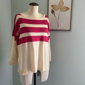 Pink and Cream Boxy Relaxed Fit Sweater